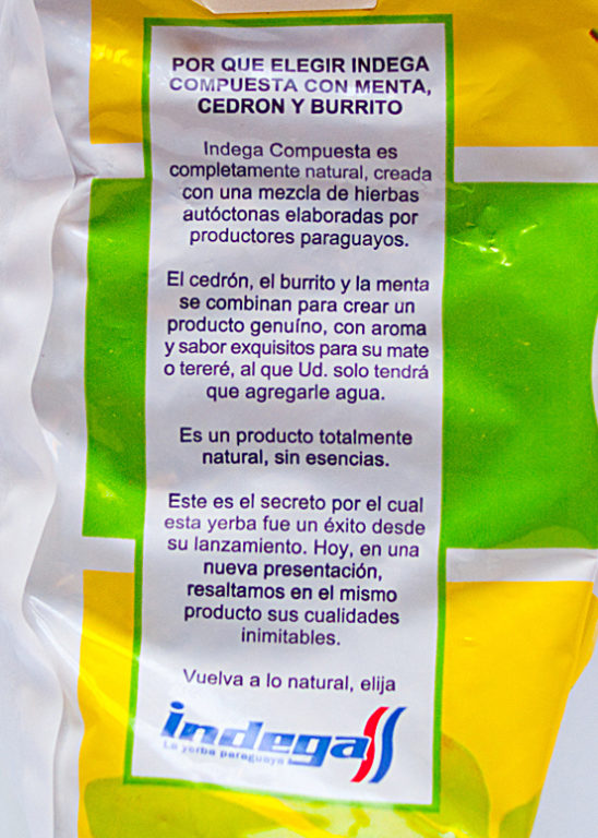 Na opakowaniu Indegi znajdziemy zapewnienia producenta, iż skład yerby jest całkowicie naturalny bez dodatków esencji