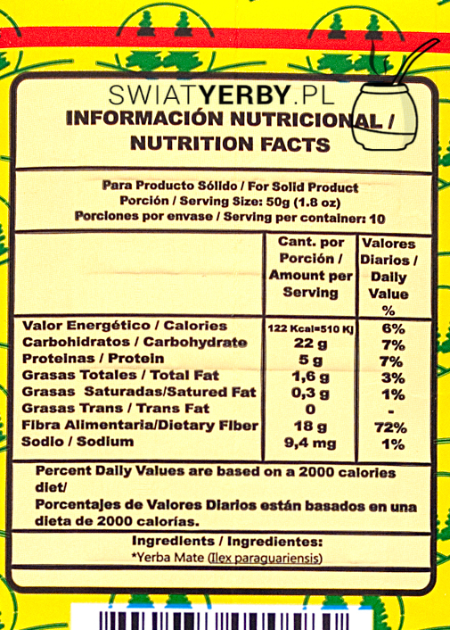 Informacja o wartościach odżywczych w 50g Colon Seleccion Especial